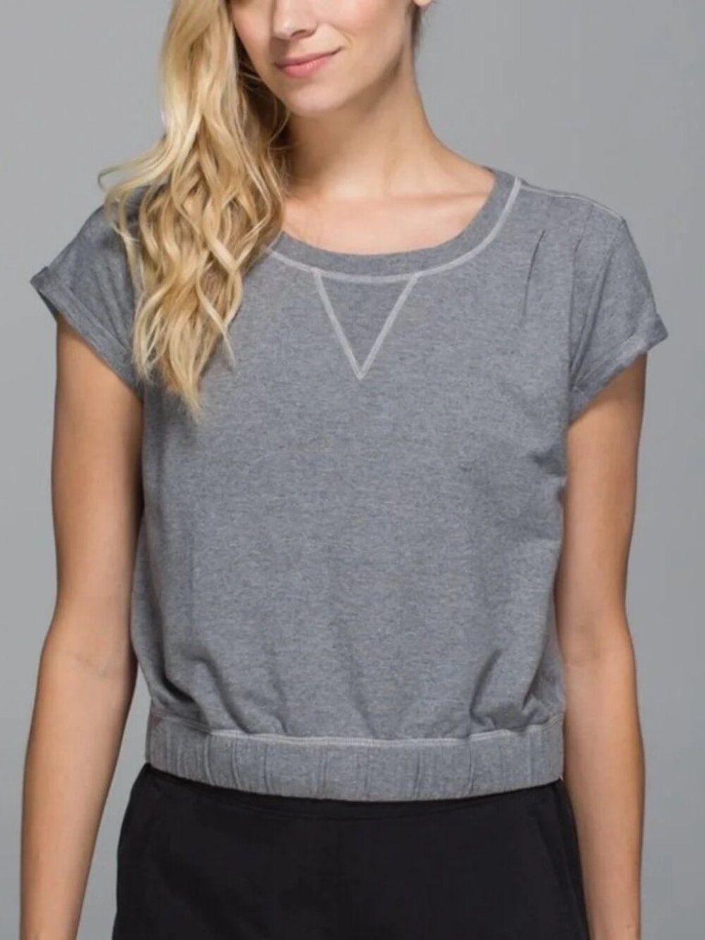 Lululemon Roll Up Crop Top Heathered Mod Medium Grey Size 10